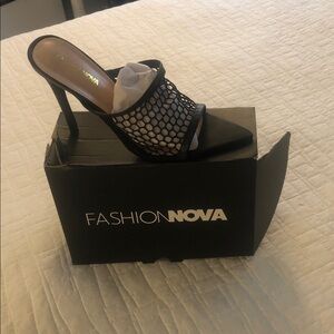 Fashion Nova Black Mesh Pointed-Toe Stiletto Mules